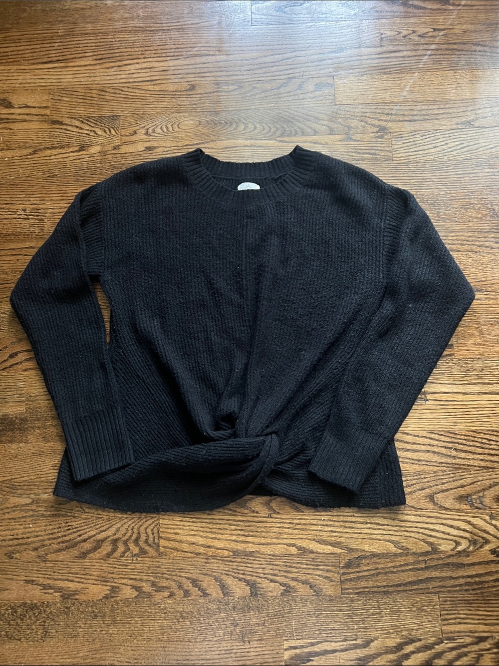 aerie Black Twist-Knot Crewneck Sweater